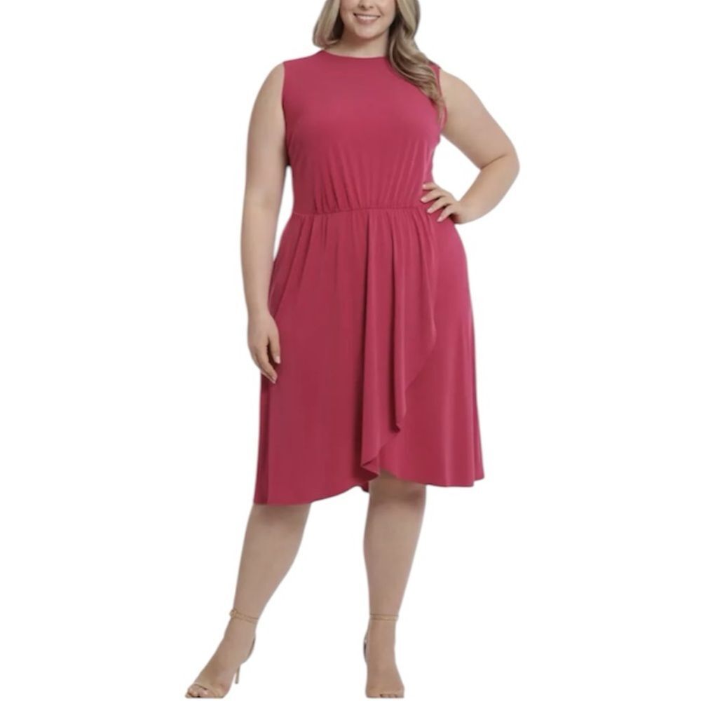 NWT London Times Women’s Sleeveless Fit & Flare Dress Berry Plus Size 14W